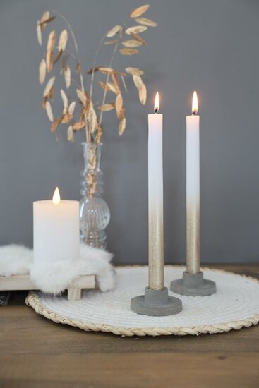 Dinerkaarsen goud wit s/2