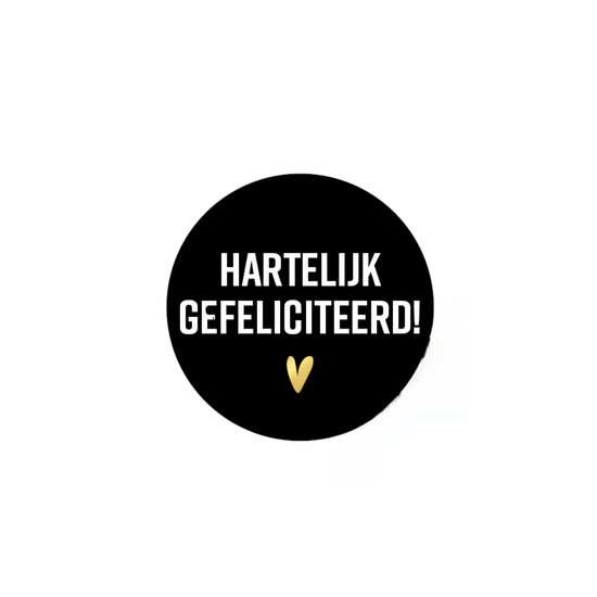 Cadeausticker 'Gefeliciteerd' zwart, set van 3