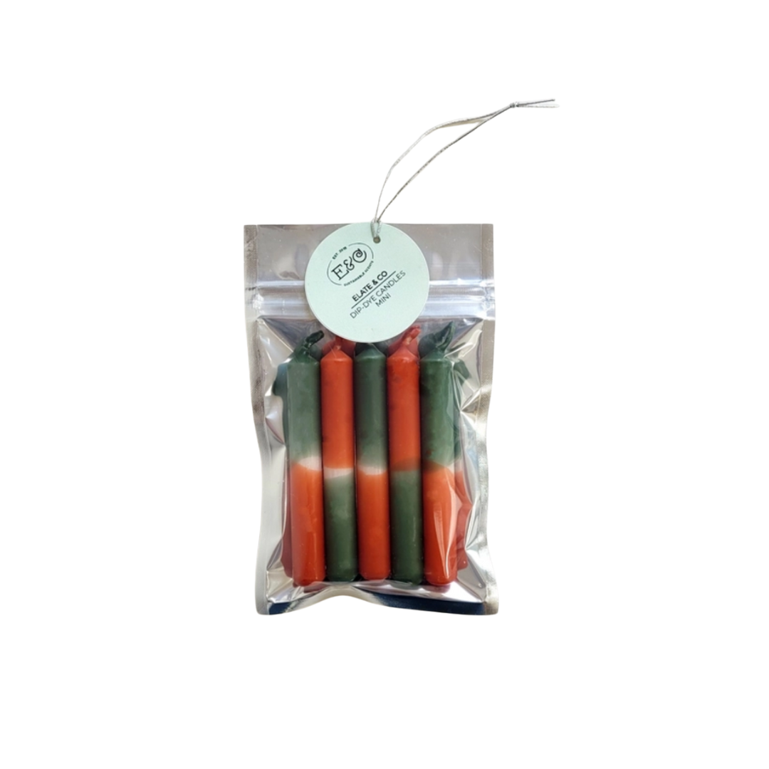 Elate & Co. - Potloodkaarsjes DIP DYE brick-groen s/5