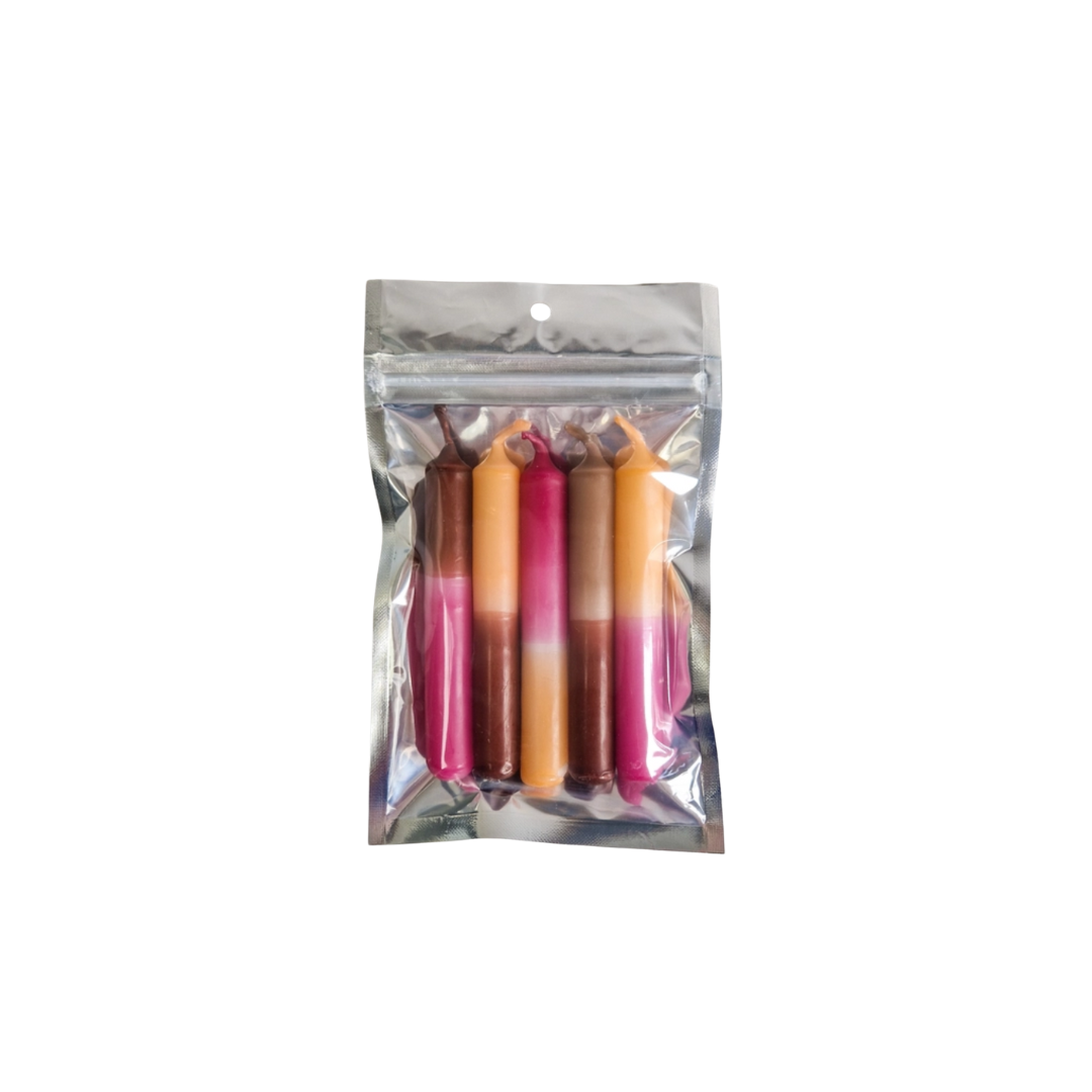 Elate & Co. - Potloodkaarsjes DIP DYE Roze-bruin-oranje s/5
