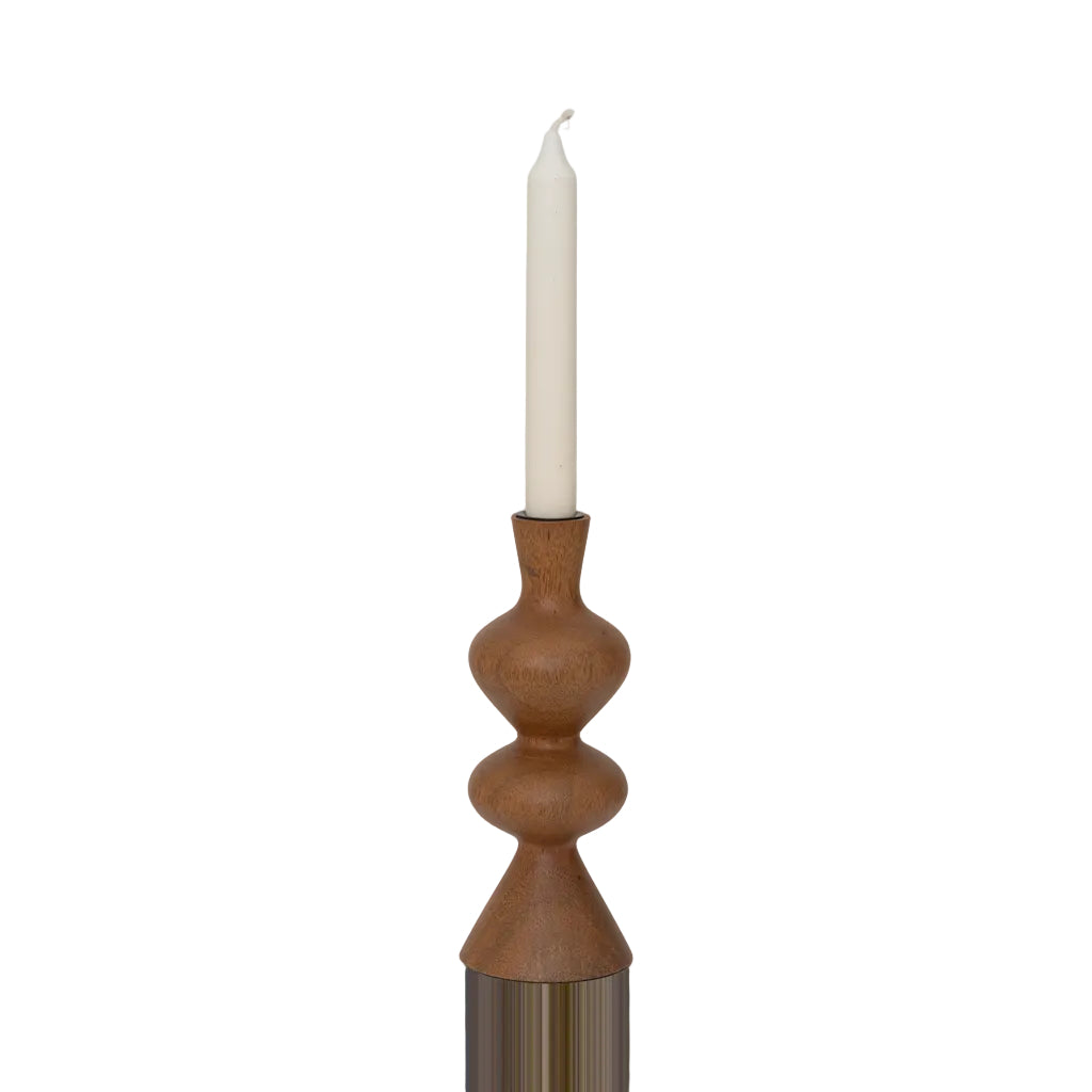 Urban Nature Culture kandelaar Rosha Golden Oak van mangohout Ø8,5 × 22 cm