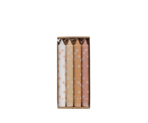 Rustik Lys By Kimmi Flowers spring dinerkaarsen - 4 stuks - 2,2 × 19 cm