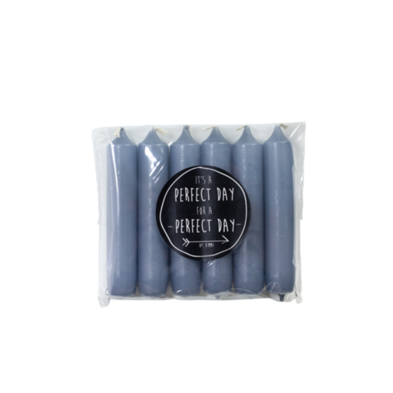 Rustik Lys cadeau dinerkaarsen Steelblue – 6 blauwgrijze kaarsen van 12 cm