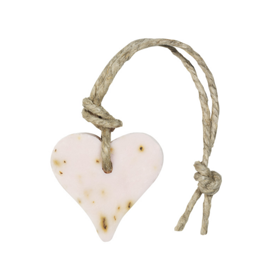 Mijn Stijl - Zeephanger hart roze met rozenblad, geur roos