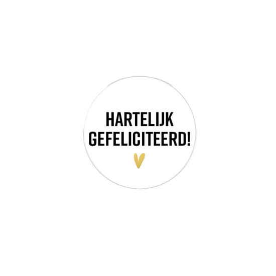 Cadeausticker 'Gefeliciteerd' wit, set van 3