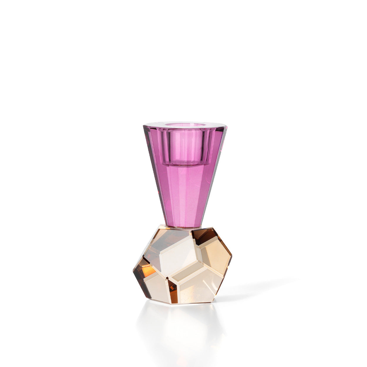 Bazar Bizar - Amethyst Flame Kandelaar – Paars & Amber Kristalglas