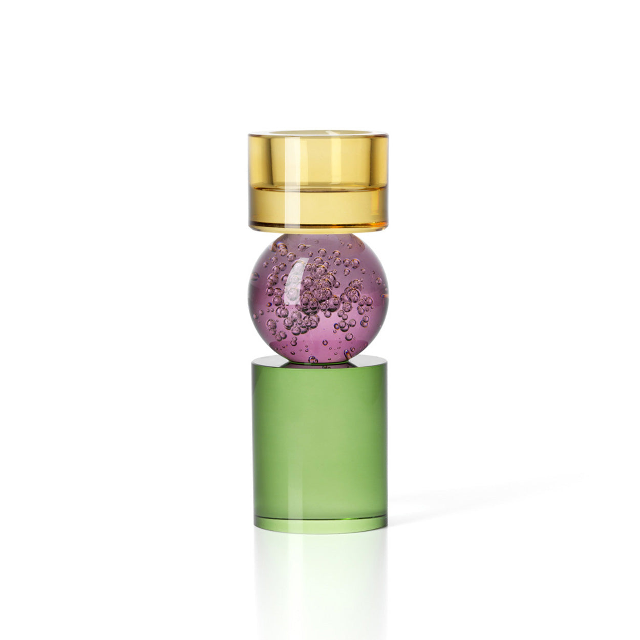 Bazar Bizar - Solar Jewel Theelichthouder – Groen, Lila & Amber Recycled Glas (High)