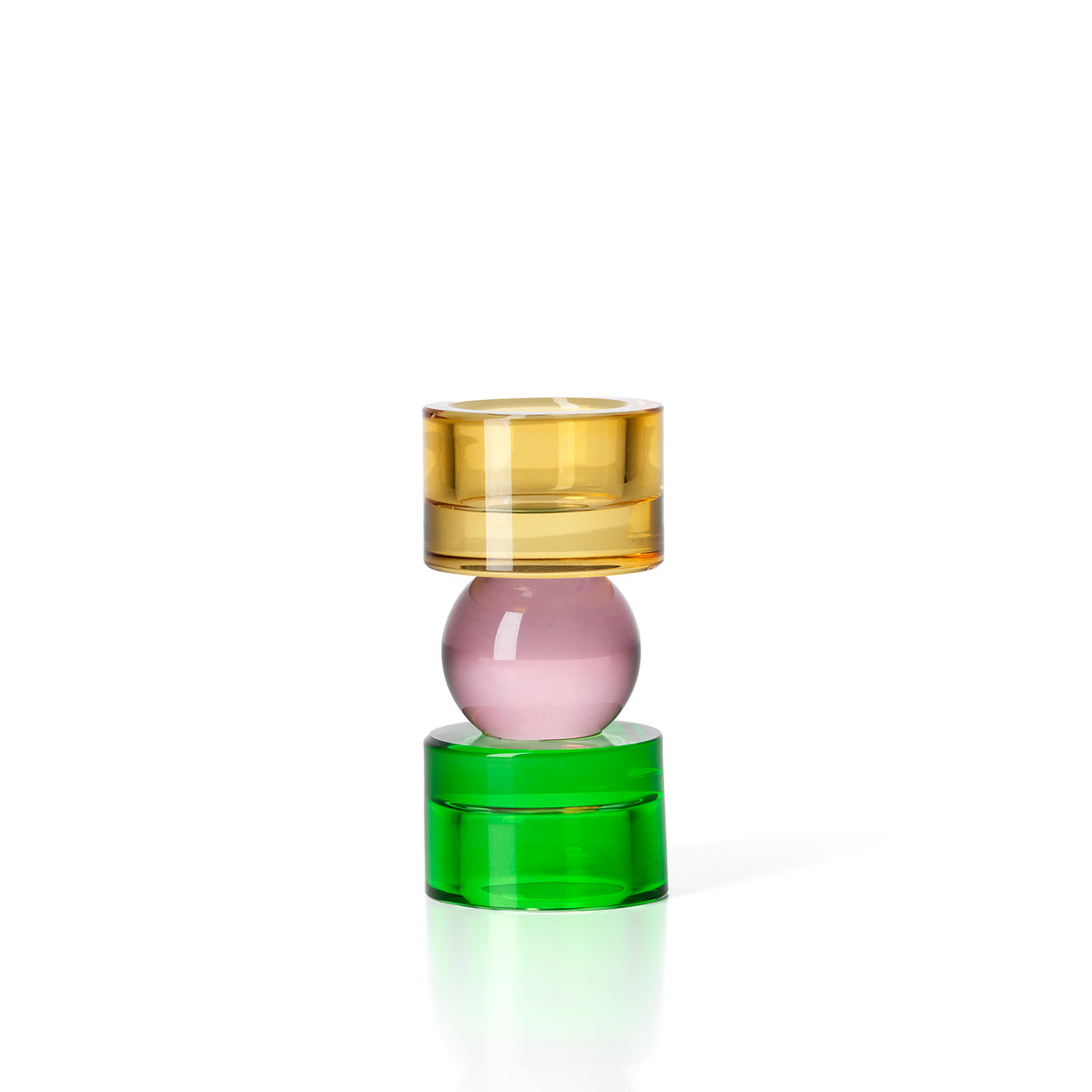 Bazar Bizar Solar Jewel Theelichthouder – Groen, Roze & Amber Recycled Glas (Low)