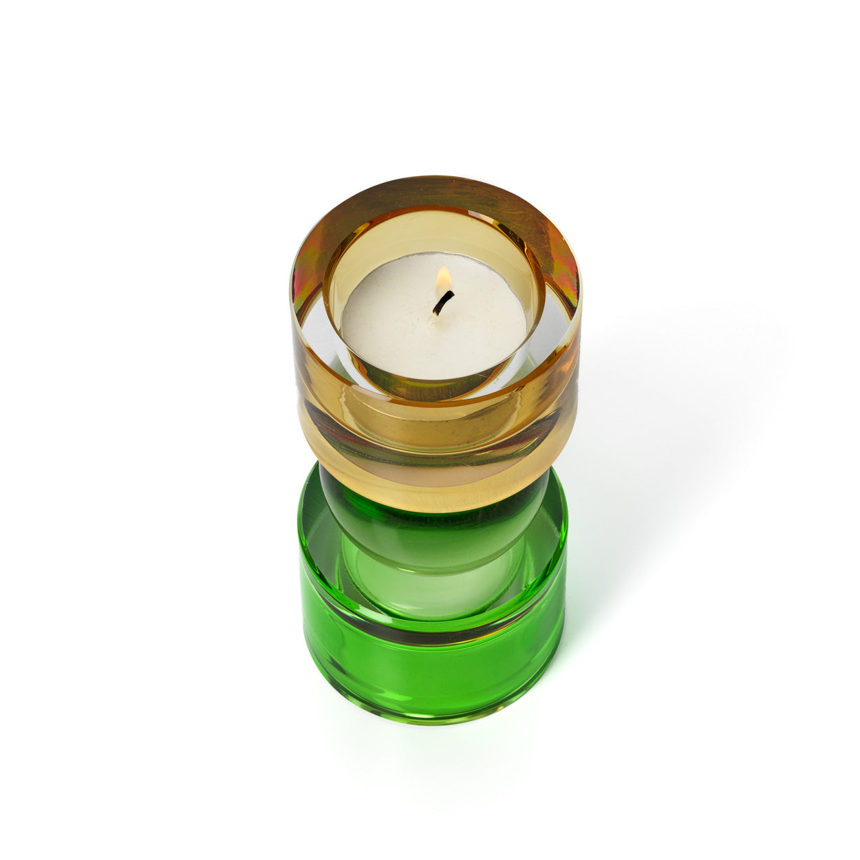 Bazar Bizar Solar Jewel Theelichthouder – Groen, Roze & Amber Recycled Glas (Low)