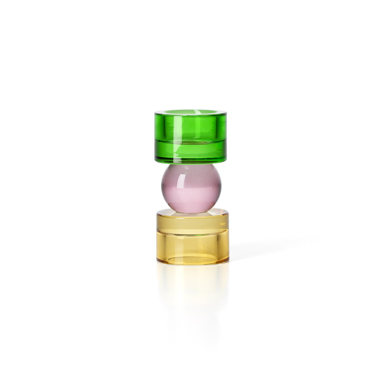Bazar Bizar Solar Jewel Theelichthouder – Groen, Roze & Amber Recycled Glas (Low)