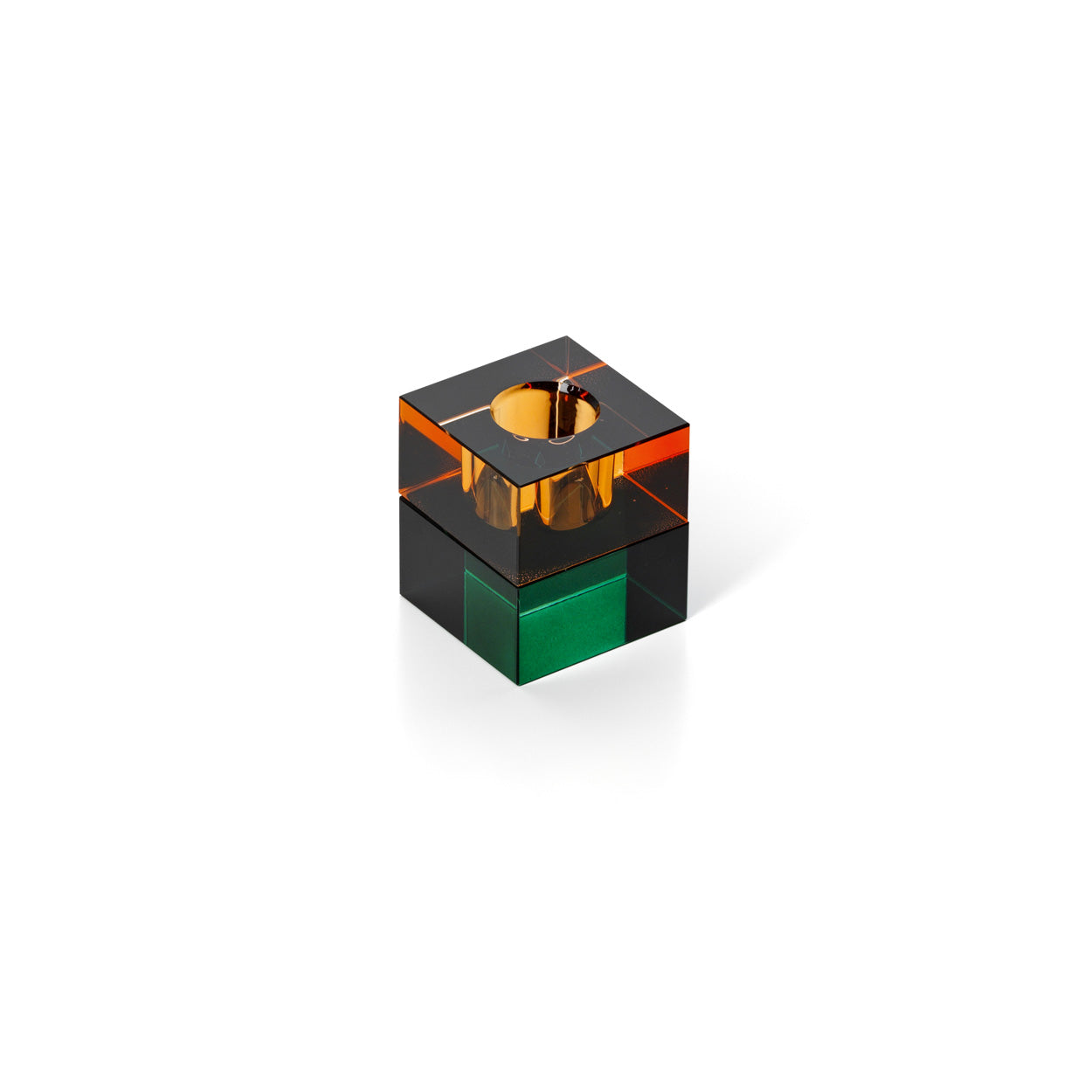Bazar Bizar - Gem Blocks Kandelaar – Amber & Groen Recycled Glas