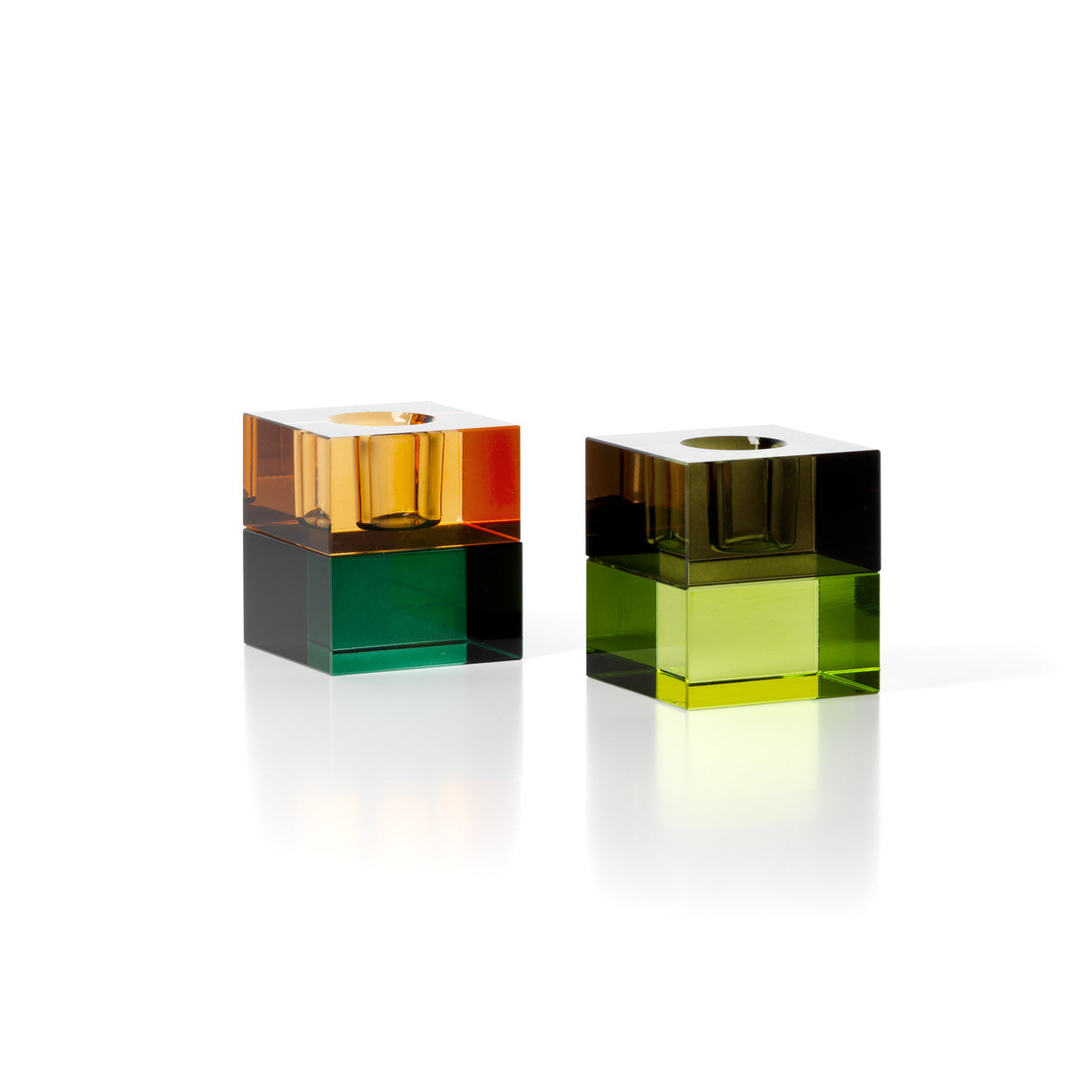 Bazar Bizar Gem Blocks Kandelaar – Smoke & Groen Recycled Glas