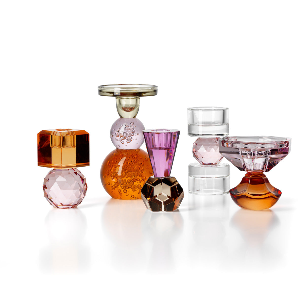 Bazar Bizar Citrine & Rose Quartz Kandelaar – Roze & Amber Glas