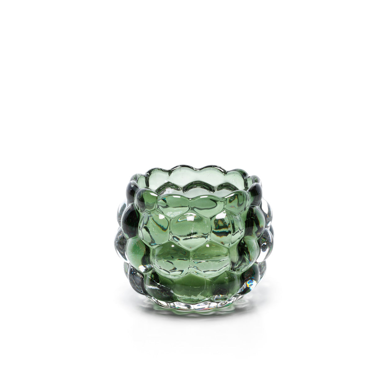 Bazar Bizar - Bubble Glow Theelichthouder – Groen Recycled Glas