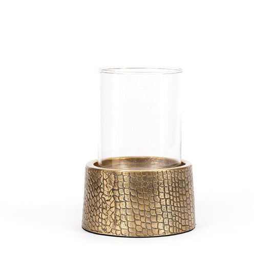 Bazar Bizar Croco Windlicht / Stompkaarsenhouders – Messing & Glas