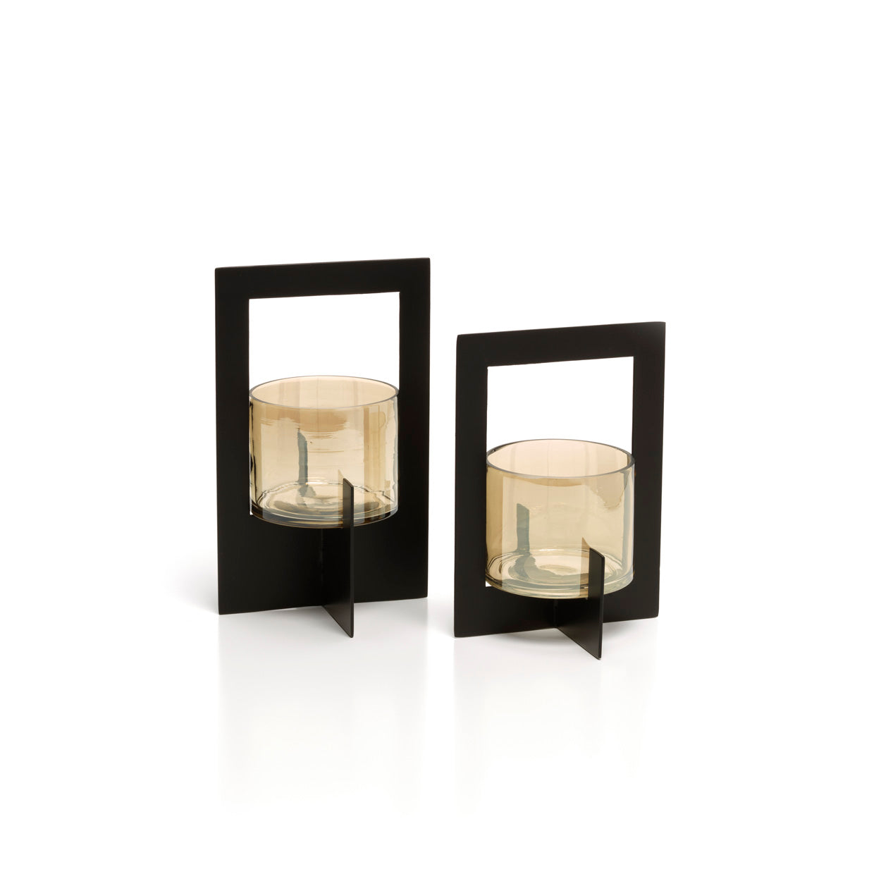 Bazar Bizar Hurricane Framed theelichthouder – Zwart Metaal & Glas (Maat L)
