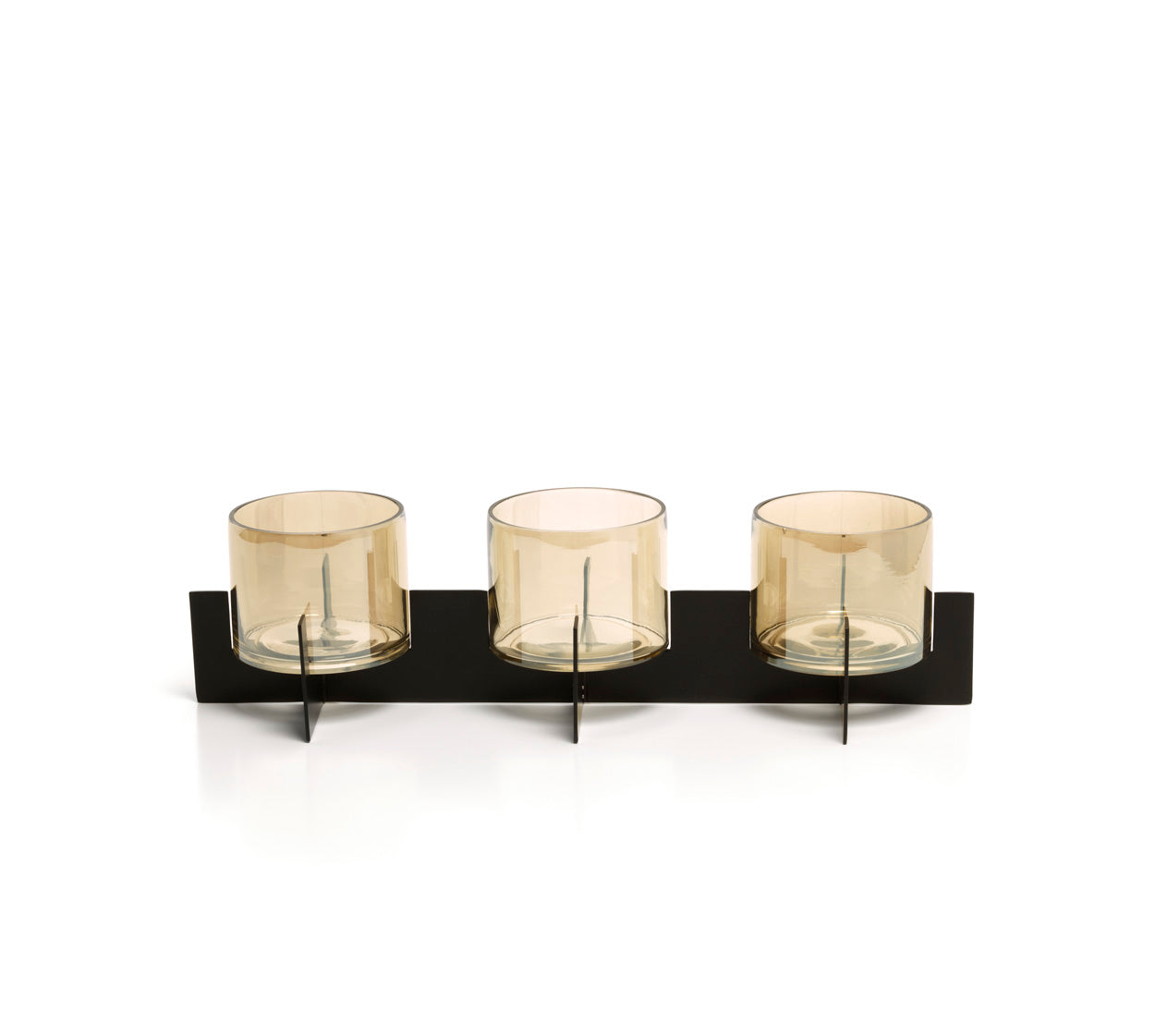 Bazar Bizar Trio Noir Theelichthouder – Zwart Metaal & Glas (39 cm)