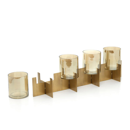 Bazar Bizar Quarta Theelichthouder – Goud Metaal & Glas (53 cm)