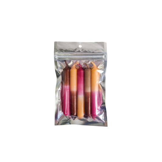Elate & Co. - Potloodkaarsjes DIP DYE Roze-bruin-oranje s/5