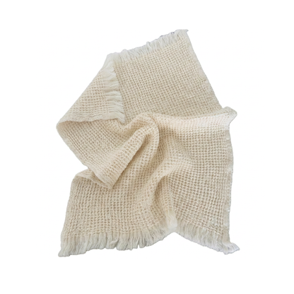 Ecru gastendoek XL van Mijn Stijl met wafelstructuur van katoen, 40 x 60 cm, voor badkamer of toilet.