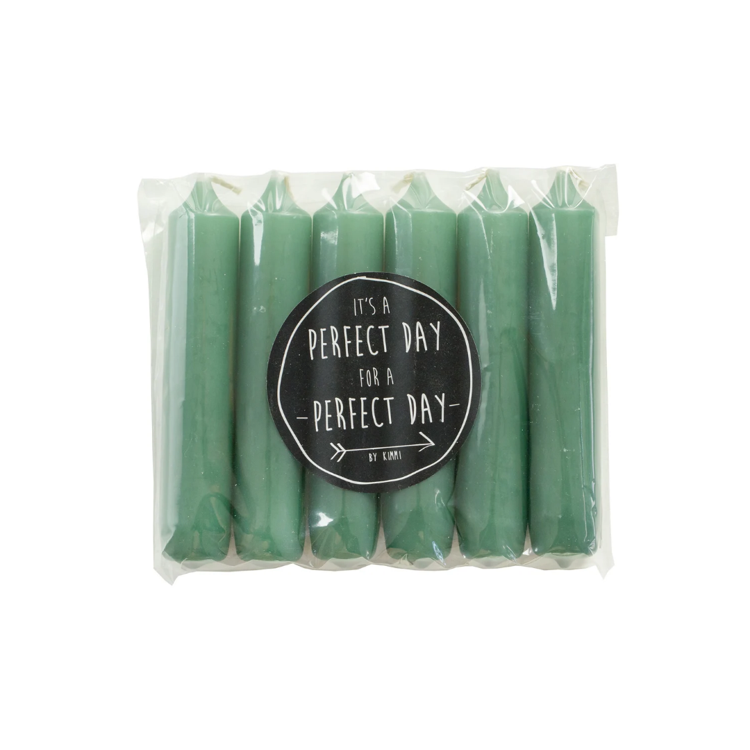 Rustik Lys cadeau dinerkaarsen Teal – 6 groenblauwe kaarsen van 12 cm